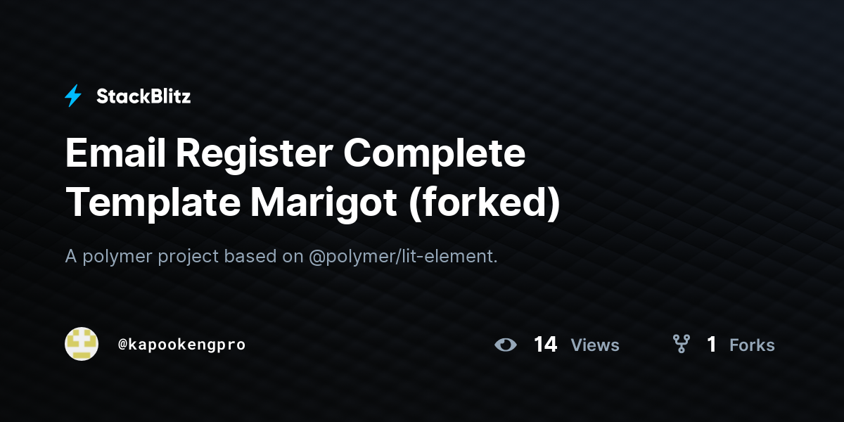 Email Register Complete Template Marigot (forked) - StackBlitz