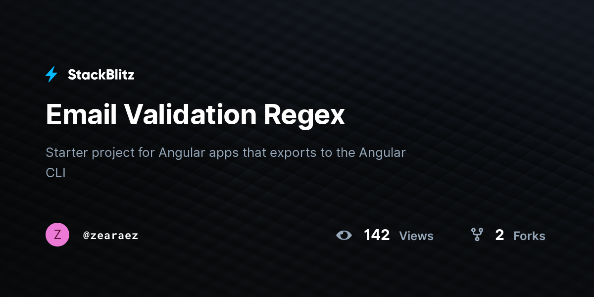 Email Validation Regex - StackBlitz