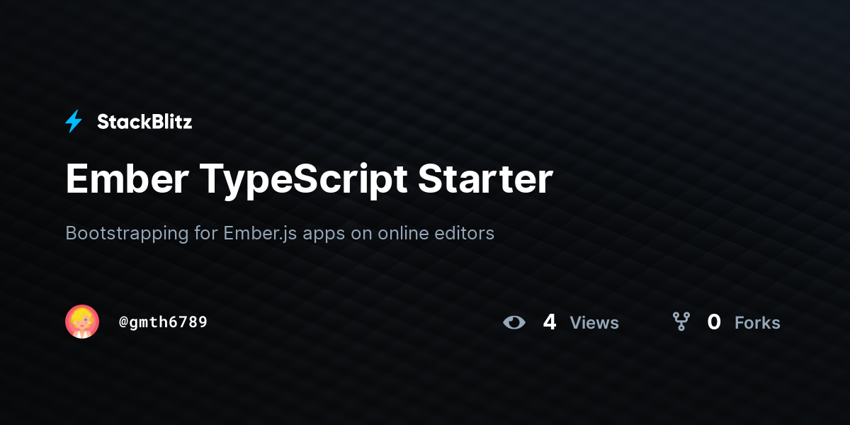 Ember TypeScript Starter - StackBlitz