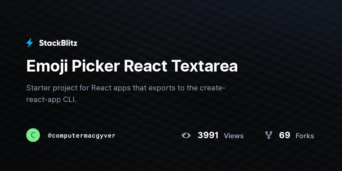 Emoji Picker React Textarea StackBlitz