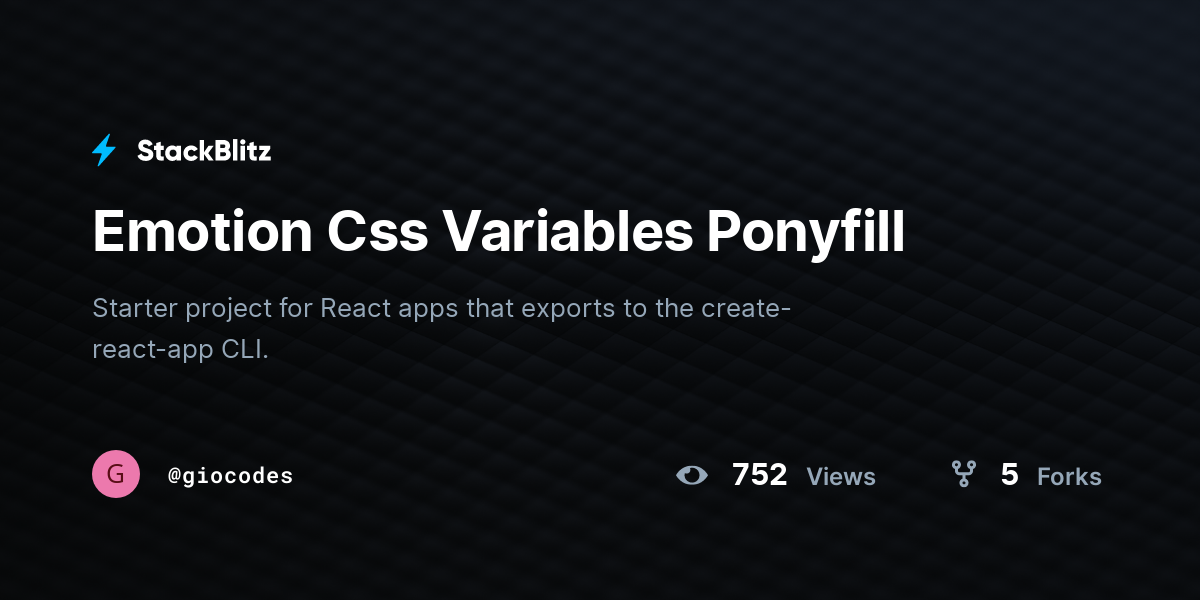 Emotion Css Variables Ponyfill - StackBlitz