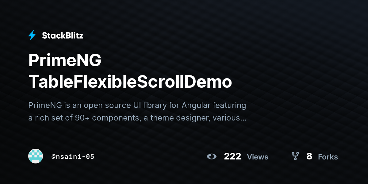PrimeNG TableFlexibleScrollDemo - StackBlitz