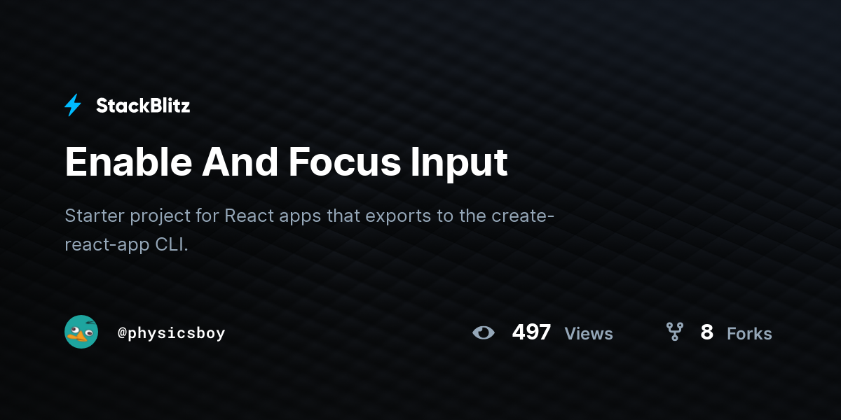 Enable And Focus Input - StackBlitz