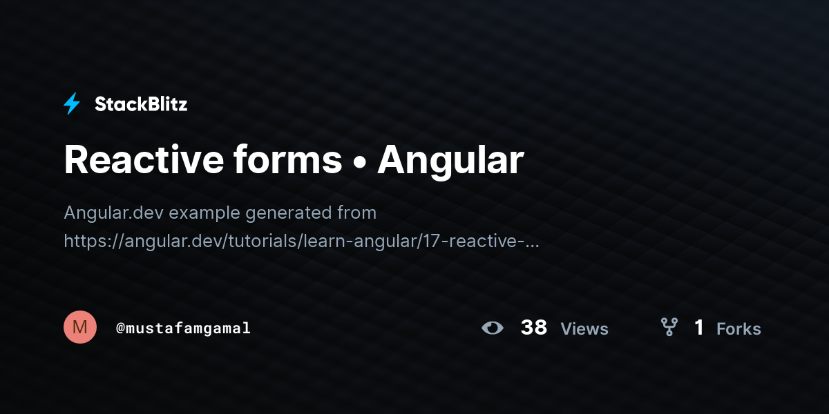 Reactive forms • Angular - StackBlitz