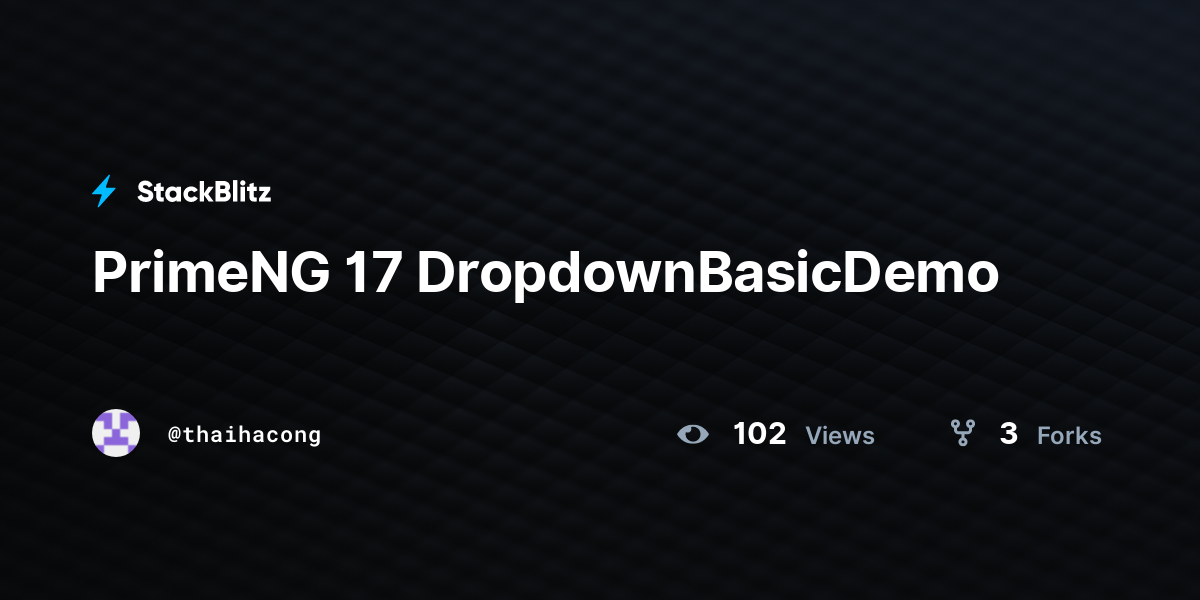 PrimeNG 17 DropdownBasicDemo - StackBlitz