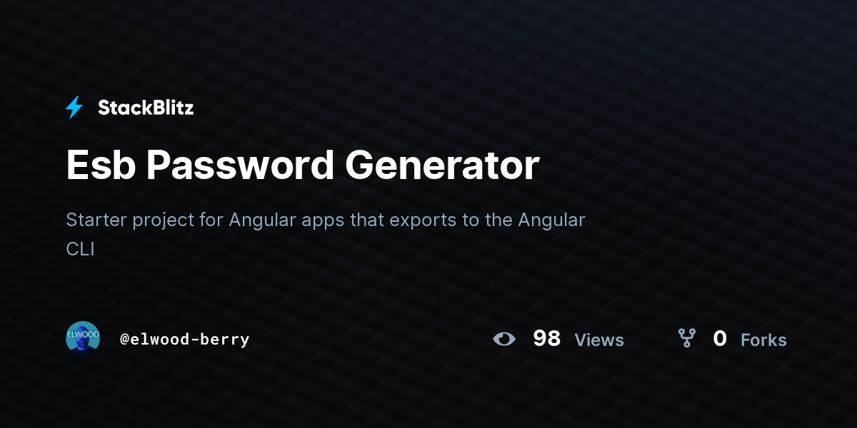 Esb Password Generator - StackBlitz