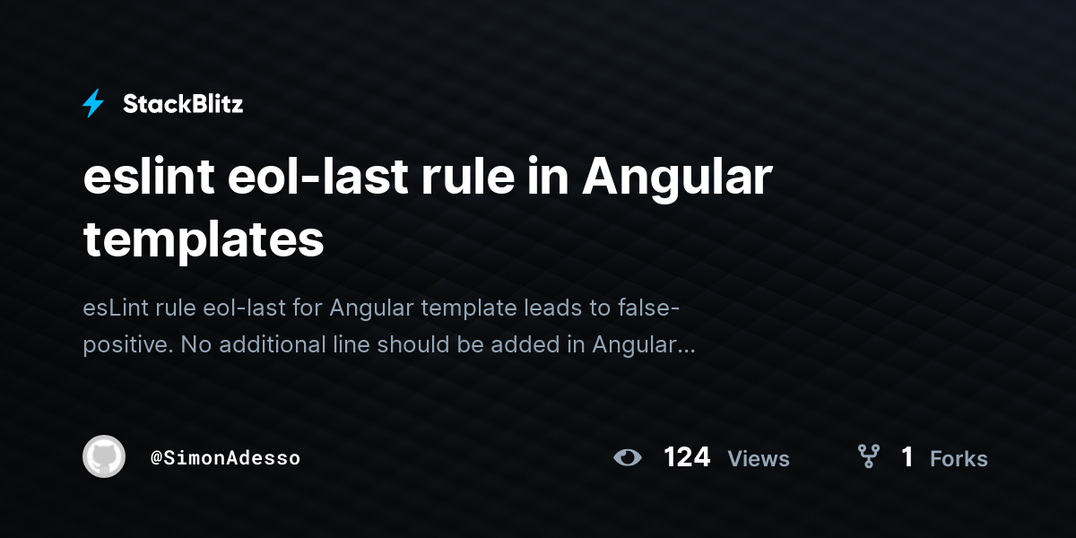 eslint eol-last rule in Angular templates - StackBlitz