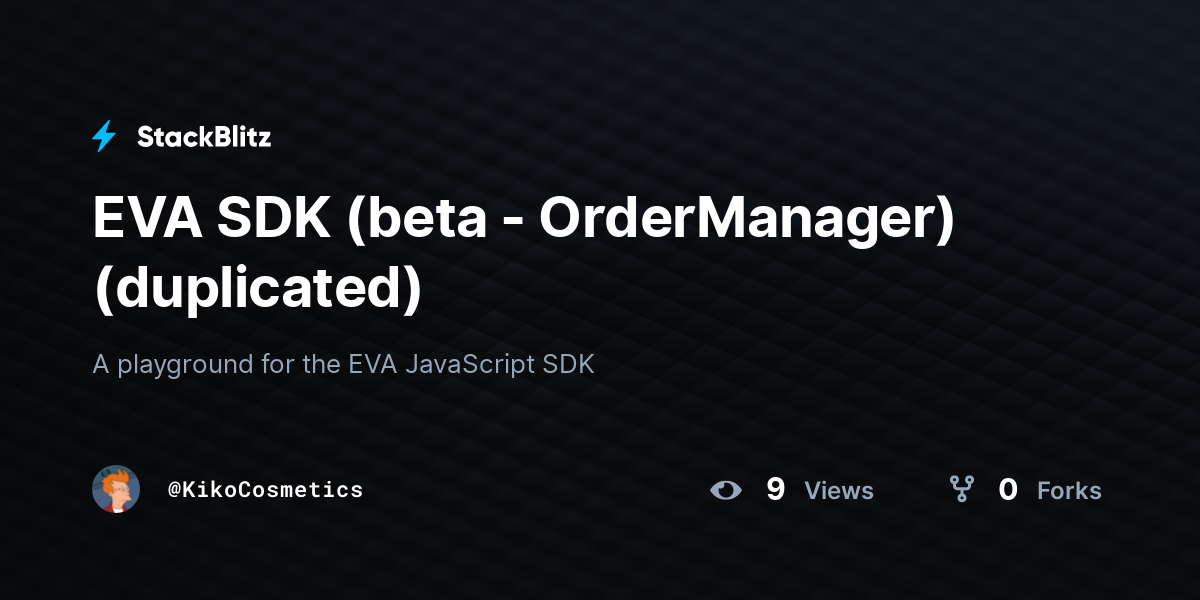 EVA SDK (beta - OrderManager) (duplicated) - StackBlitz