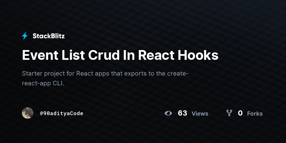 Event List Crud In React Hooks - StackBlitz