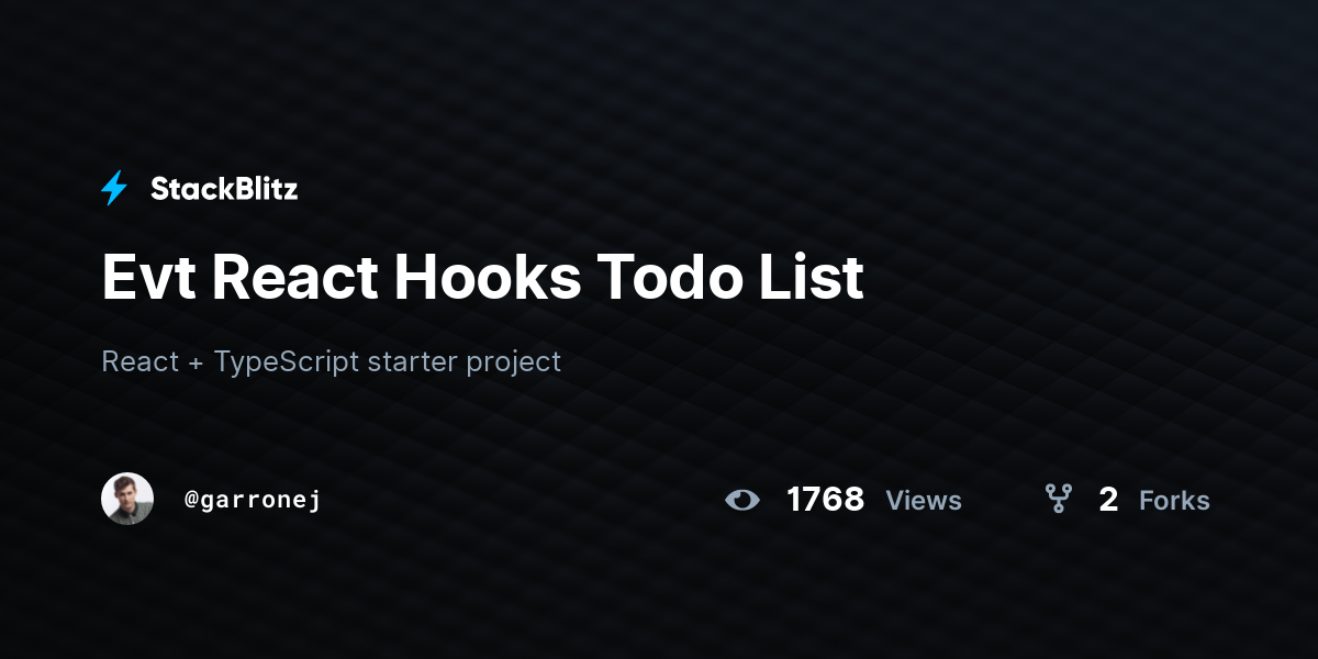 Evt React Hooks Todo List StackBlitz