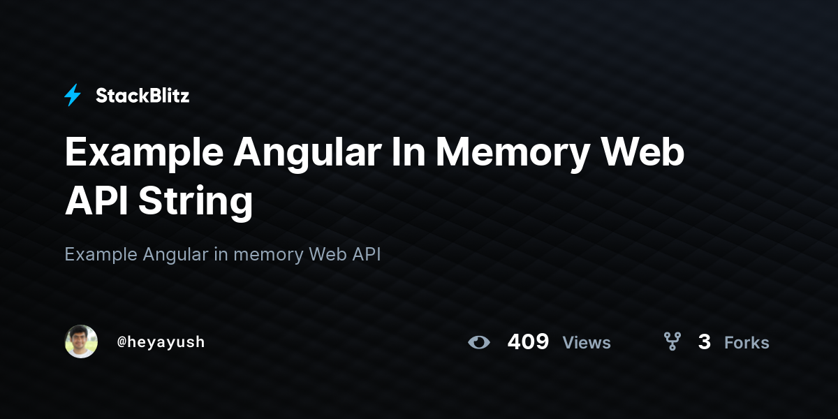 Example Angular In Memory Web API String - StackBlitz
