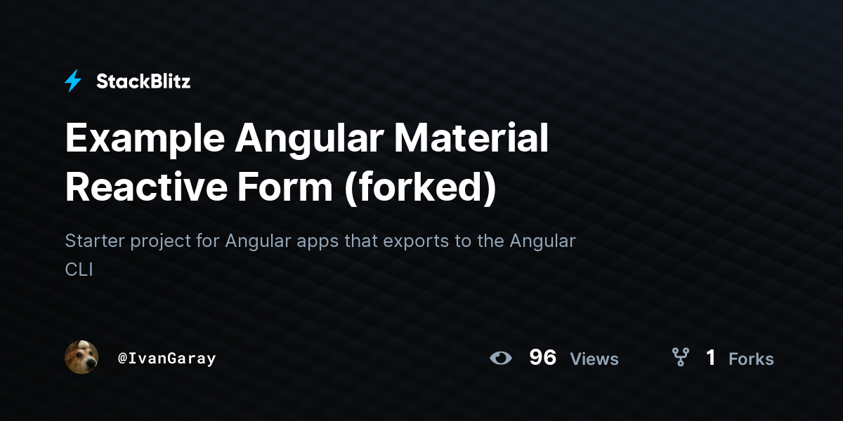 Example Angular Material Reactive Form (forked) - StackBlitz
