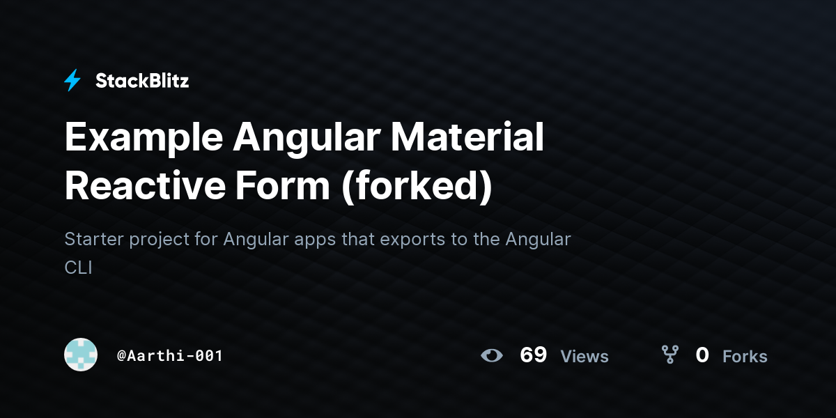 Example Angular Material Reactive Form (forked) - StackBlitz