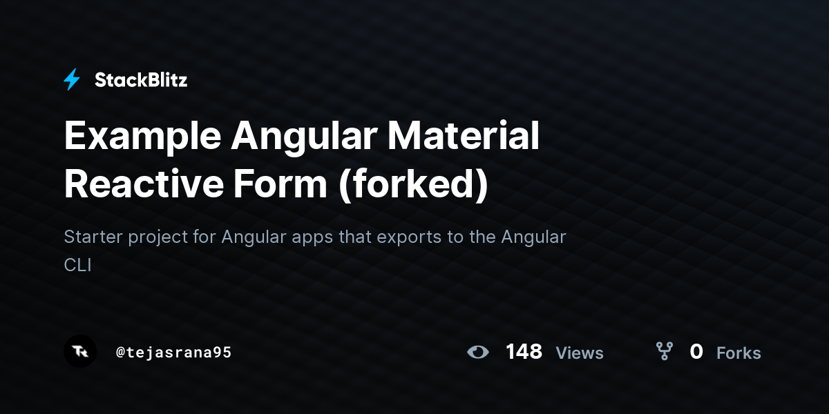 Example Angular Material Reactive Form (forked) - StackBlitz