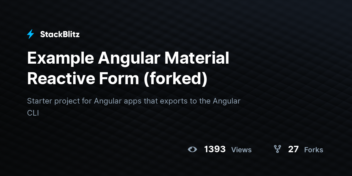 Example Angular Material Reactive Form (forked) - StackBlitz
