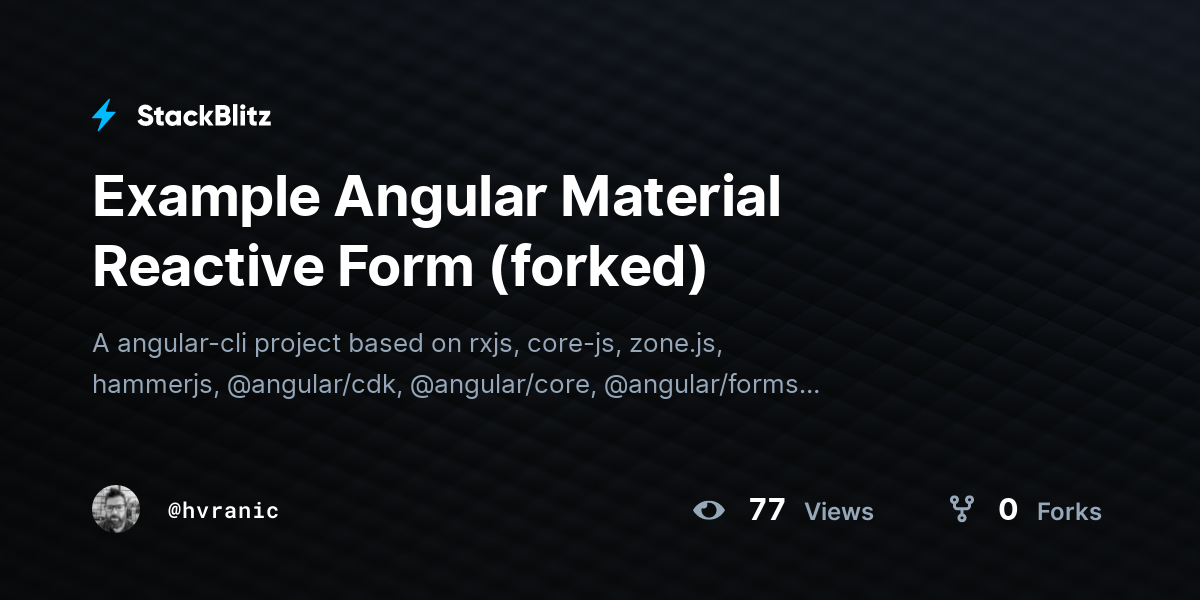 Example Angular Material Reactive Form (forked) - StackBlitz