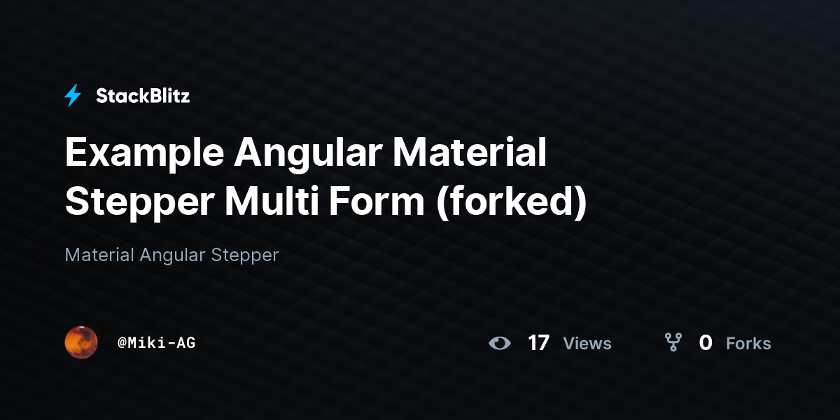 Example angular material stepper multi form forked stackblitz