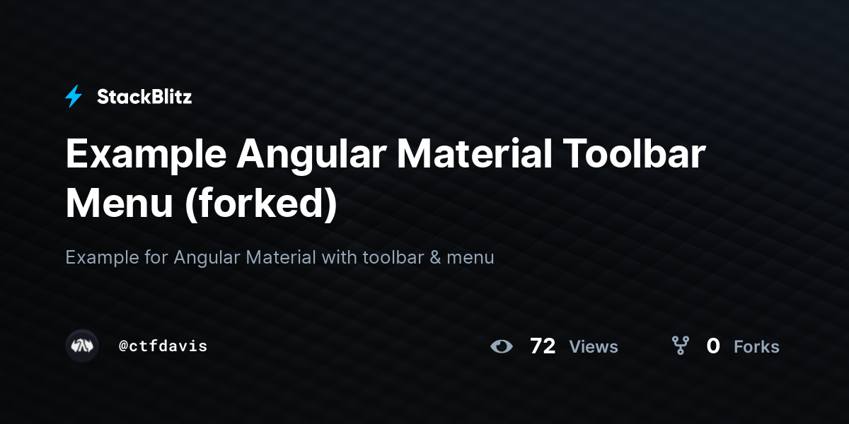 Example Angular Material Toolbar Menu (forked) - StackBlitz