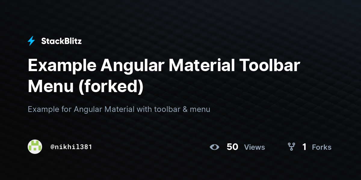 Example Angular Material Toolbar Menu (forked) - StackBlitz
