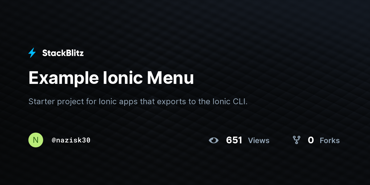 Example Ionic Menu - StackBlitz