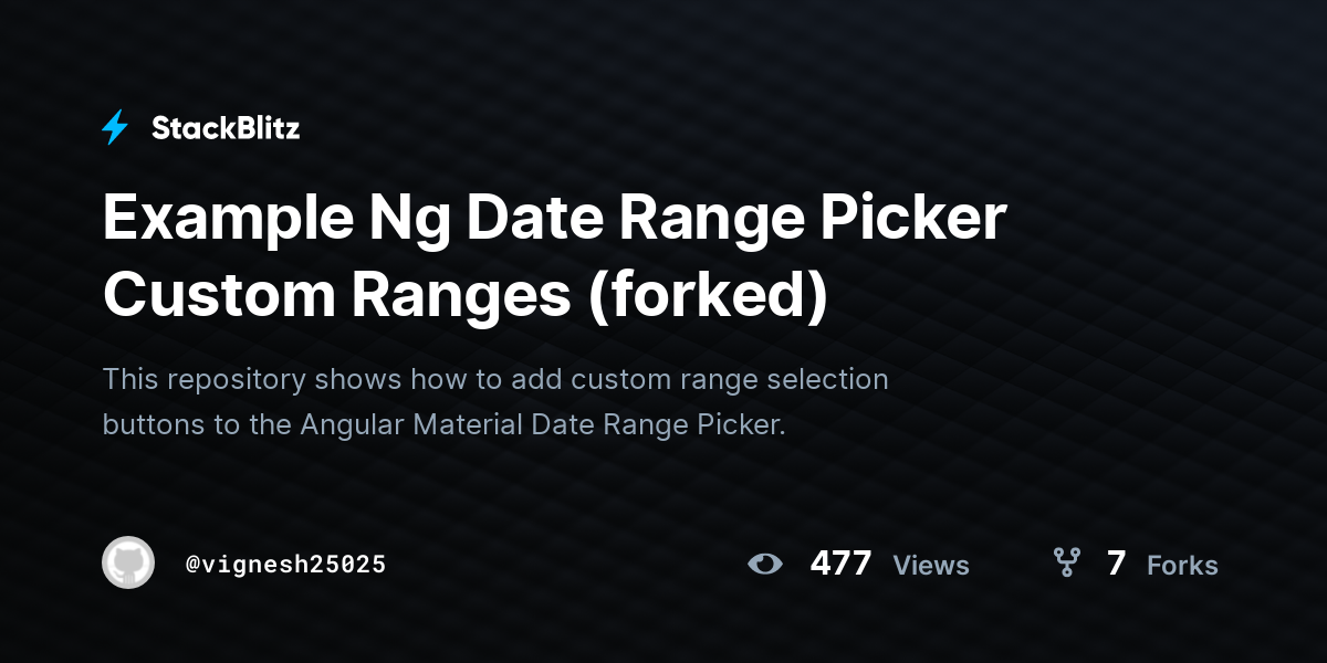 Example Ng Date Range Picker Custom Ranges (forked) - StackBlitz