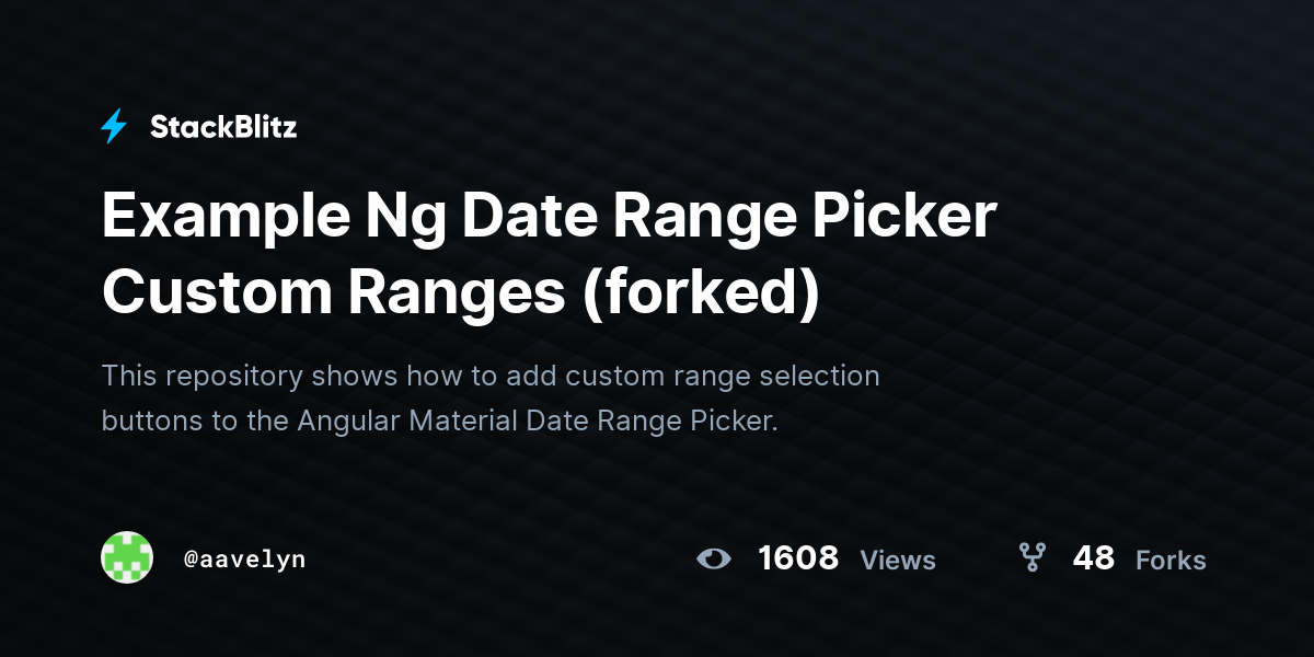Example Ng Date Range Picker Custom Ranges (forked) - StackBlitz