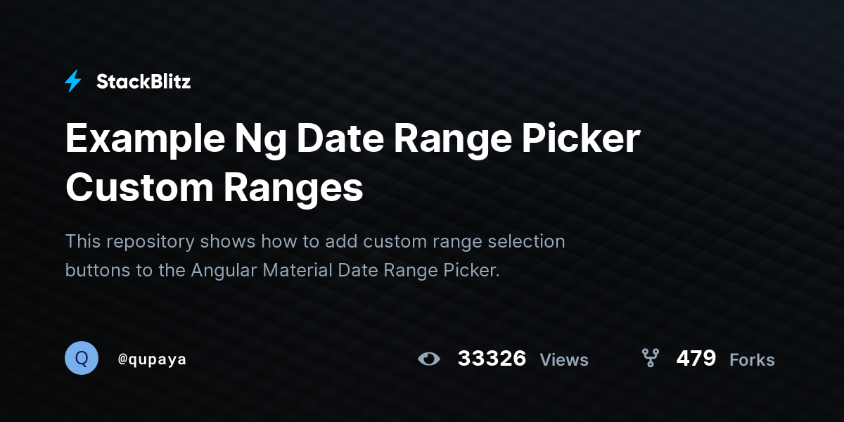 Example Ng Date Range Picker Custom Ranges - StackBlitz