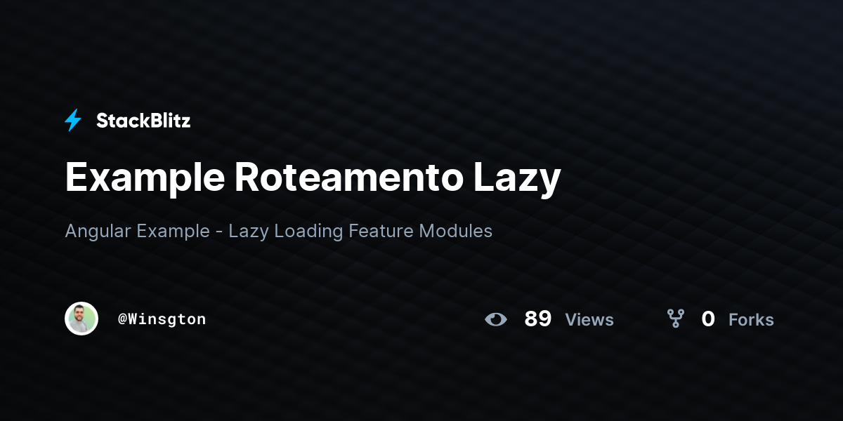 Example Roteamento Lazy - StackBlitz