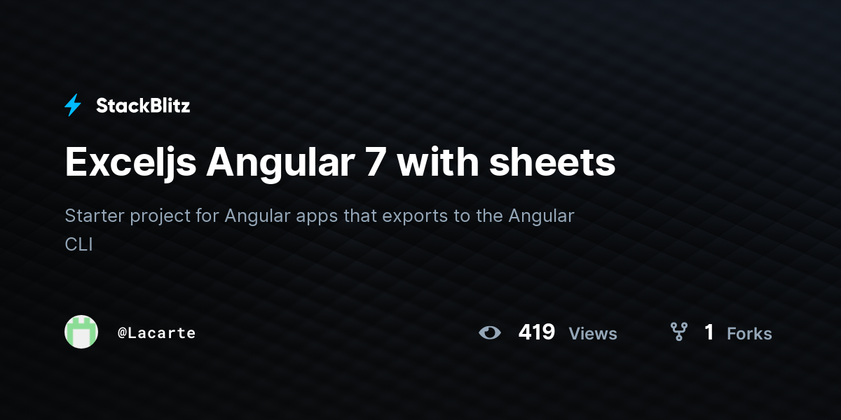 Exceljs Angular 7 with sheets - StackBlitz