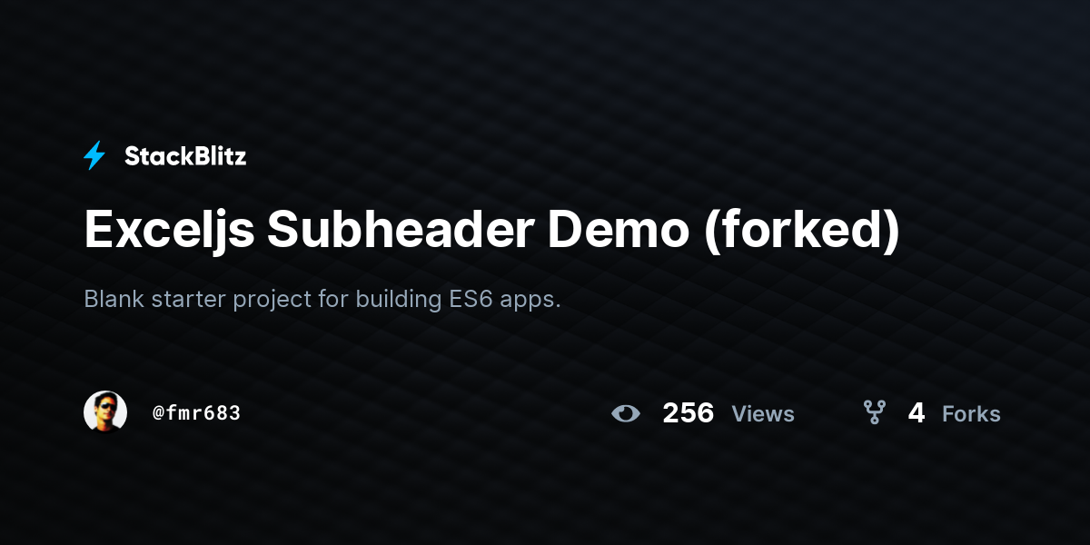 Exceljs Subheader Demo (forked) - StackBlitz