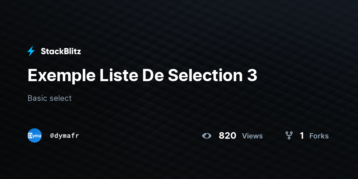 Exemple Liste De Selection 3 - StackBlitz