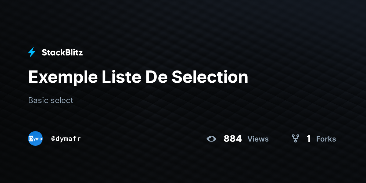 Exemple Liste De Selection - StackBlitz