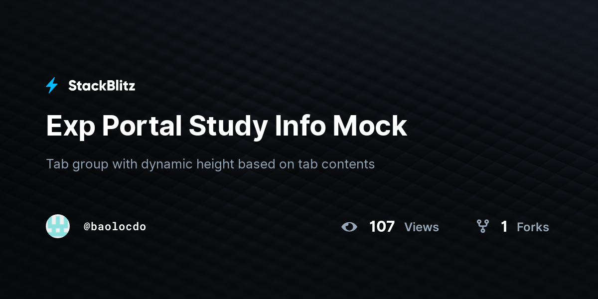 Exp Portal Study Info Mock - StackBlitz