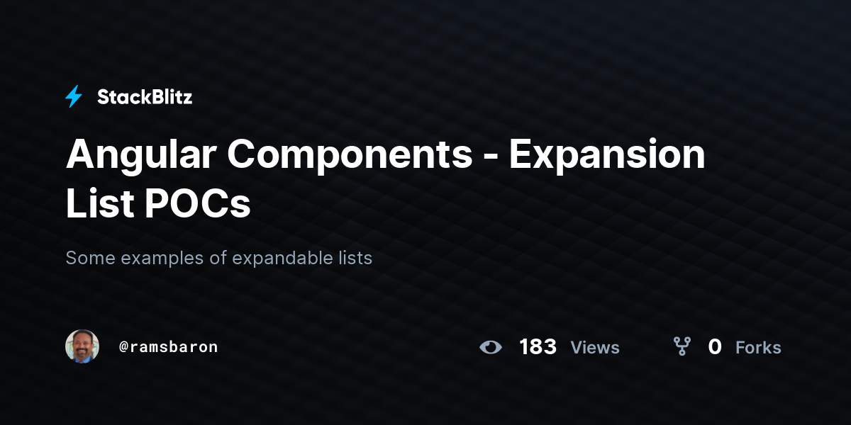 Angular Components - Expansion List POCs - StackBlitz