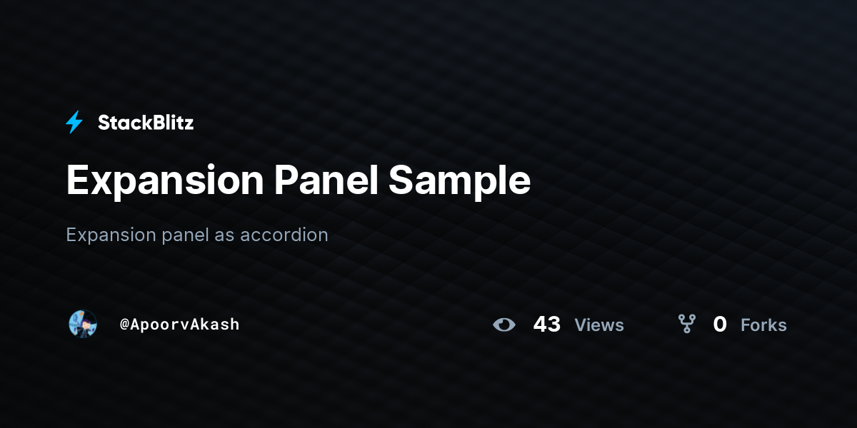 Expansion Panel Sample - StackBlitz