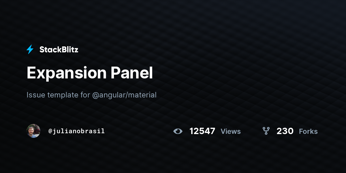 Expansion Panel - StackBlitz