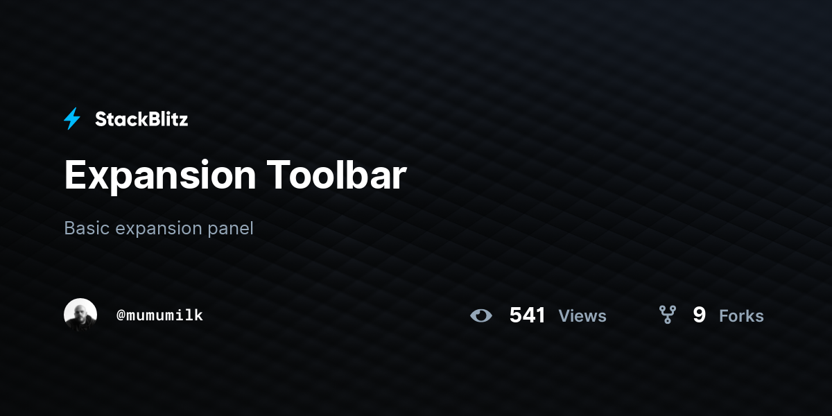 Expansion Toolbar - StackBlitz
