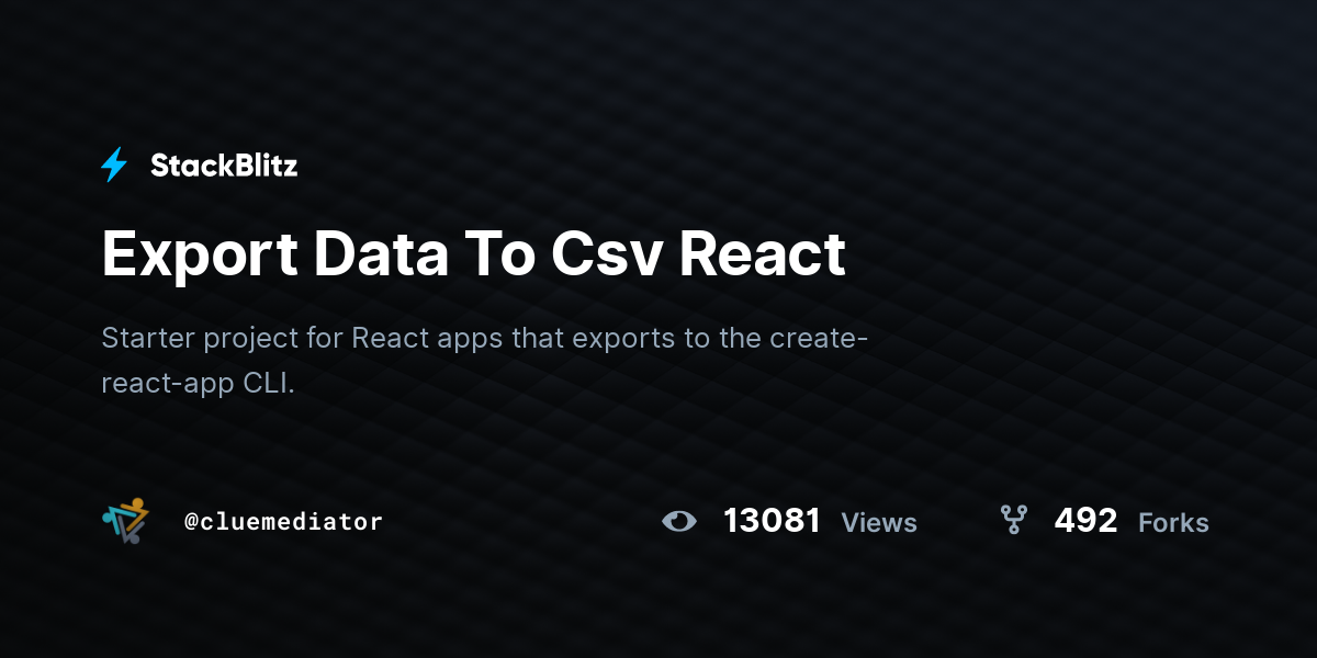 Export Data To Csv React - StackBlitz