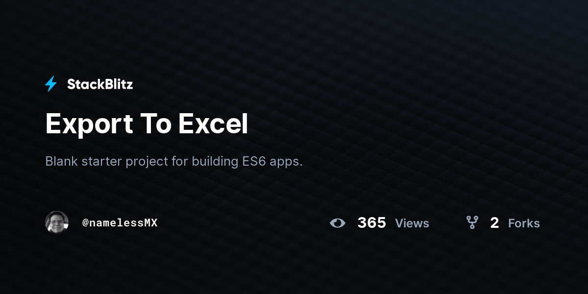 Export To Excel - StackBlitz