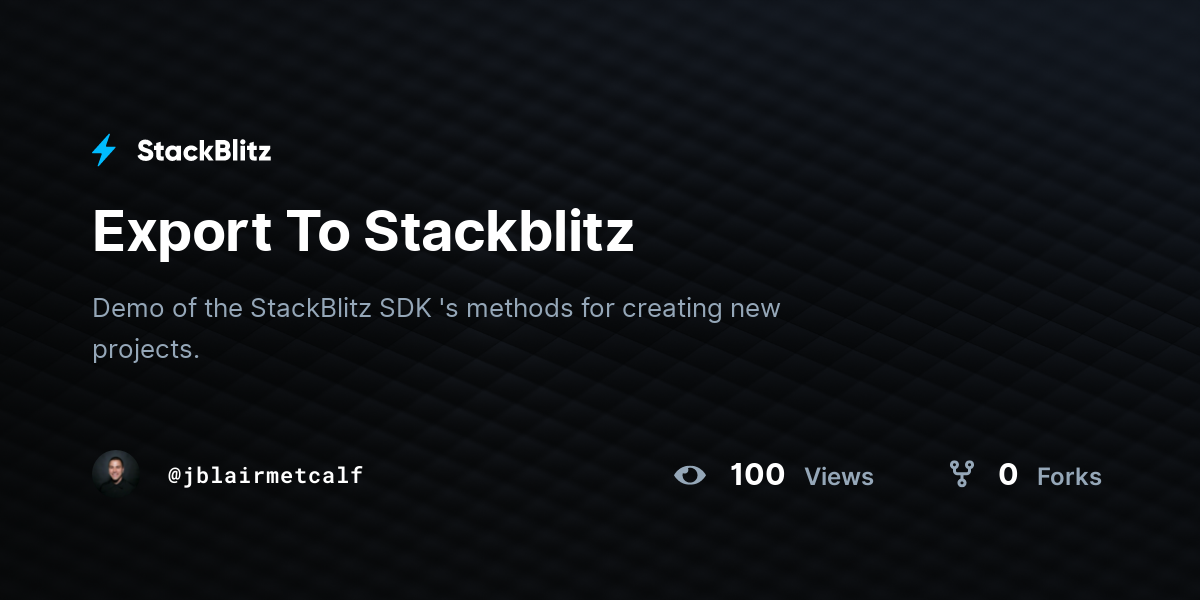 Export To Stackblitz - StackBlitz