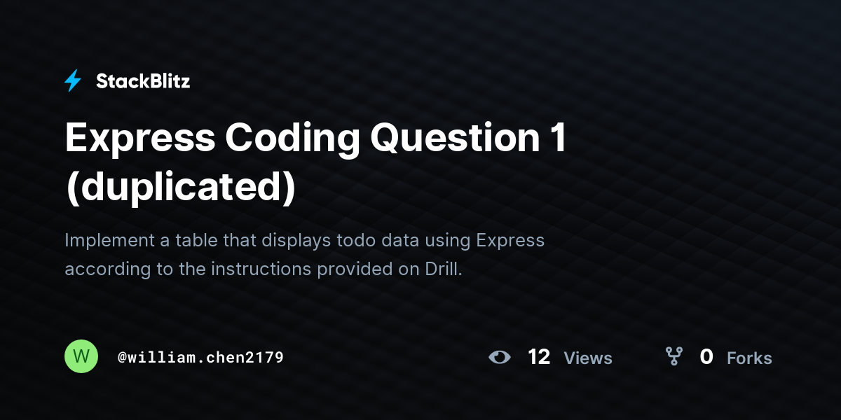Express Coding Question 1 (duplicated) - StackBlitz