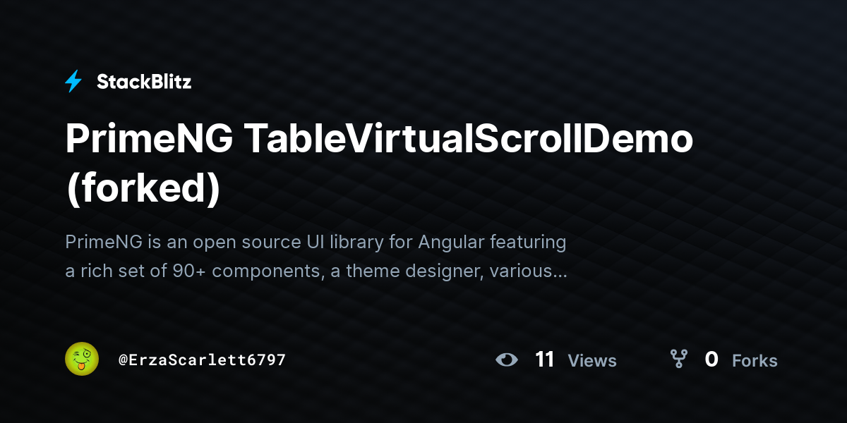 PrimeNG TableVirtualScrollDemo (forked) - StackBlitz