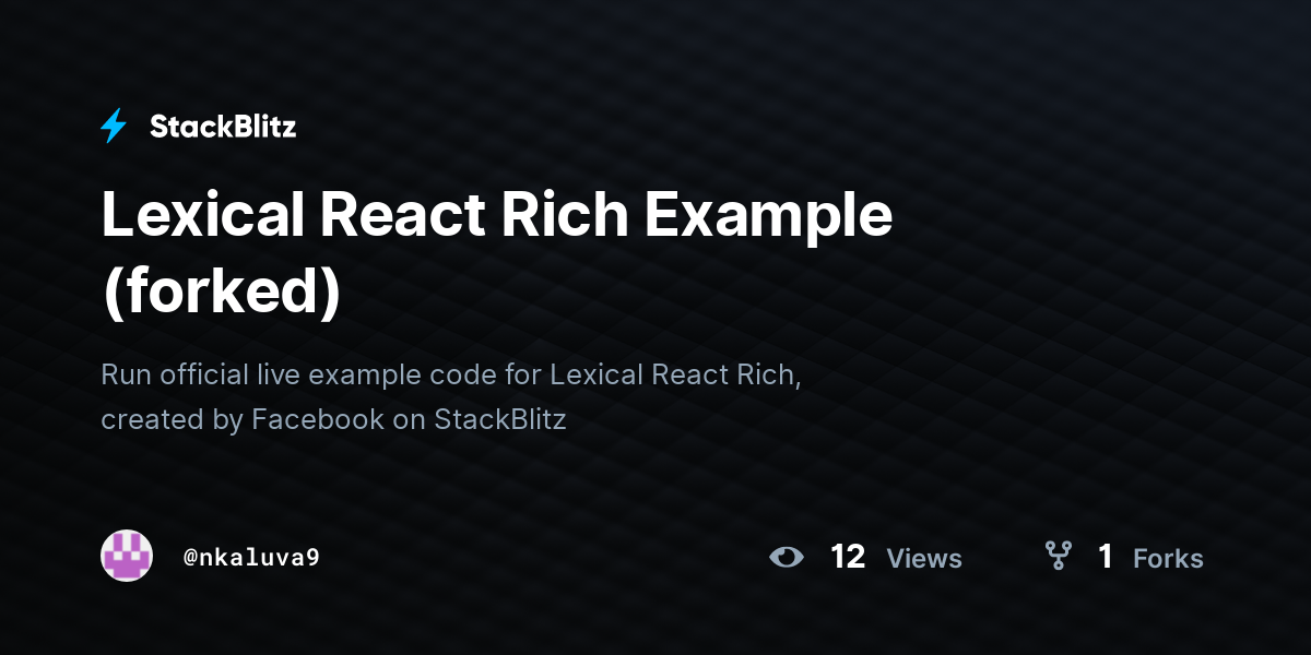 Lexical React Rich Example (forked) - StackBlitz