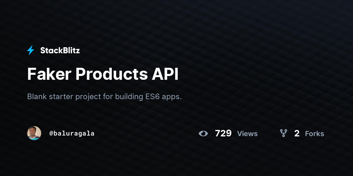 Faker Products API - StackBlitz