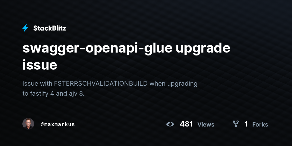 swagger-openapi-glue upgrade issue - StackBlitz