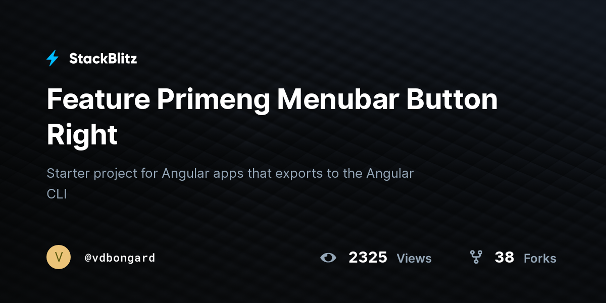 Feature Primeng Menubar Button Right - StackBlitz