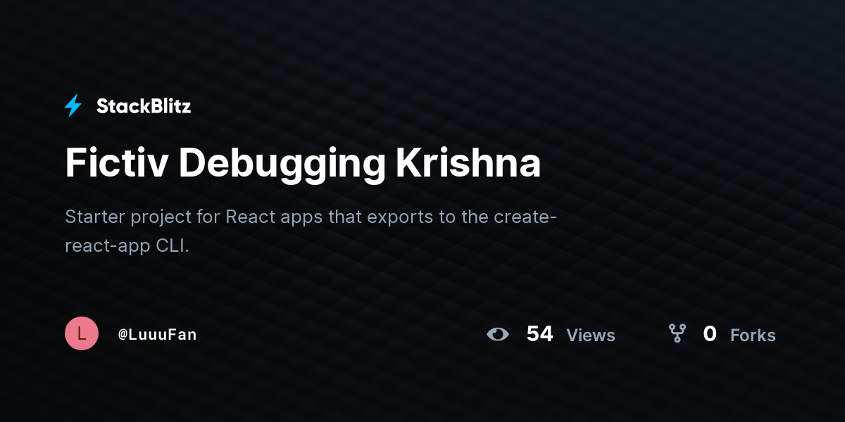Fictiv Debugging Krishna - StackBlitz
