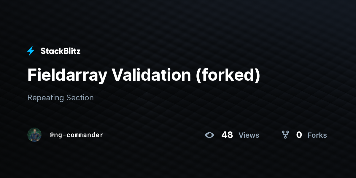 Fieldarray Validation (forked) - StackBlitz