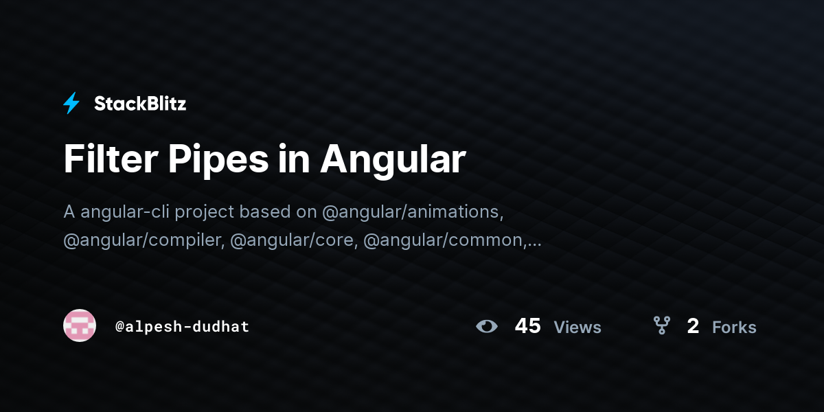 Filter Pipes in Angular - StackBlitz