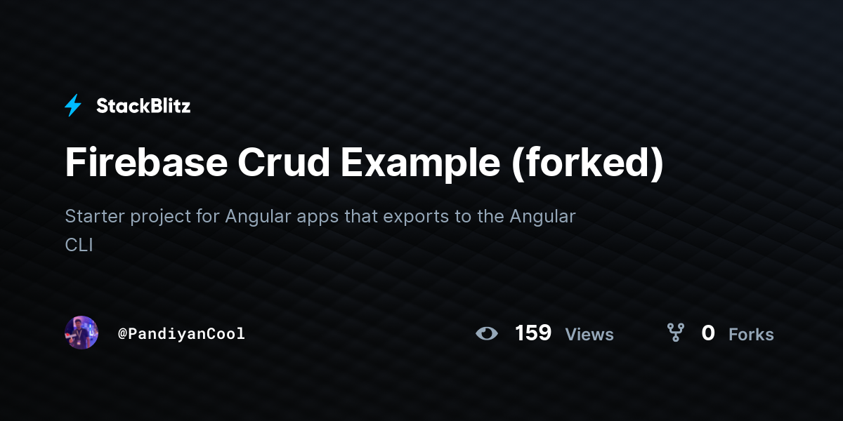 Firebase Crud Example (forked) - StackBlitz